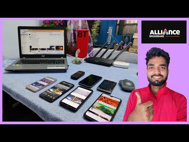 Alliance ₹500 Broadband Speed Test Live with 5 devices connected together | Kolkata