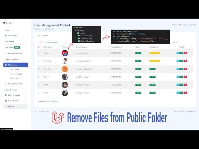 Laravel Remove Files from Public Folder | Dashboard V13