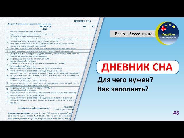 #8: ДНЕВНИК СНА: что это такое и как правильно заполнять? | Инсомния