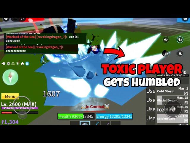 Toxic player gets Destroyed by Mobile player with Ice | Blox Fruit