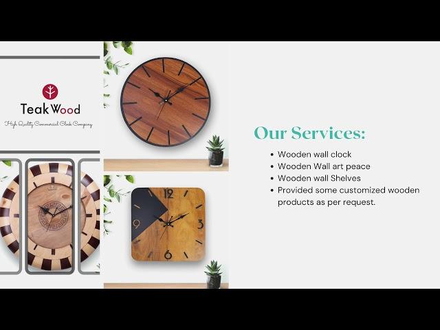 Teak Wood Minimalist Round Wall Clock - Wooden Wall Clock for Home - Stylish Big Size Clock