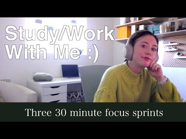 Happy & Focused - Body Doubling for ADHD - Work/Study for Three 30 Min Pomodoros - No Music