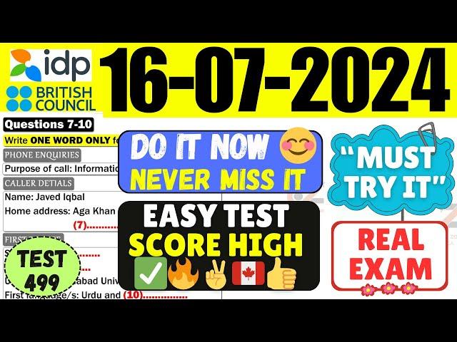 IELTS Listening Practice Test 2024 with Answers | 16.07.2024 | Test No - 499