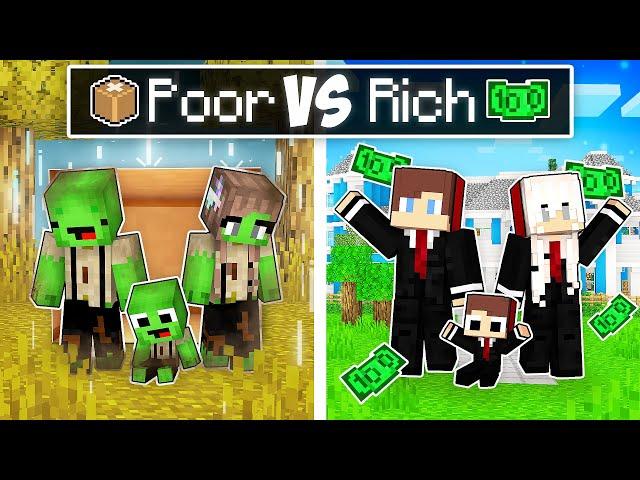 Mikey Family POOR vs JJ Family RICH Survival Battle in Minecraft (Maizen)