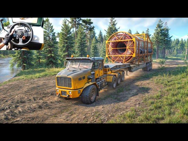 Oshkosh Het M1070A1 - Towing a Machinery Load on a Muddy Road | SnowRunner | Logitech G29 | #616