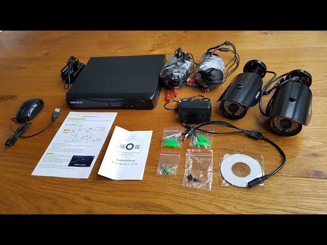 Unboxing and setup of a SANSCO 1080N DVR Recorder with 2x 1.3MP Outdoor Cameras and 1TB Hard Drive