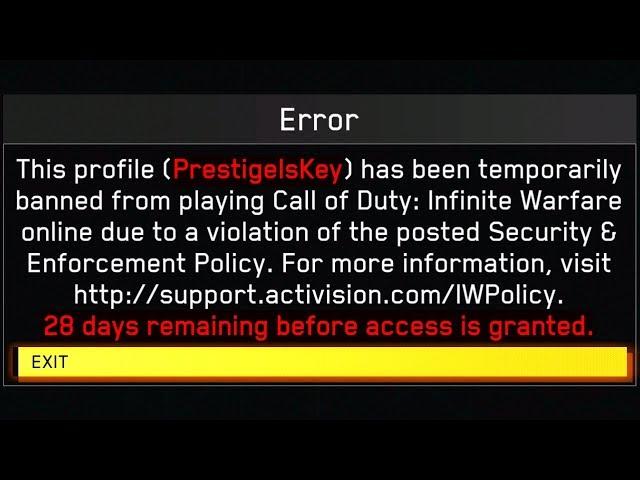 I'm BANNED from Infinite Warfare for 30 Days