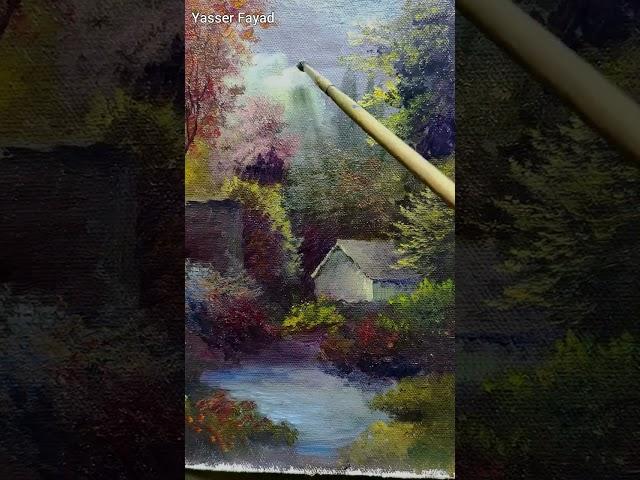 Oil Painting Landscape 24 By Yasser Fayad shorts#