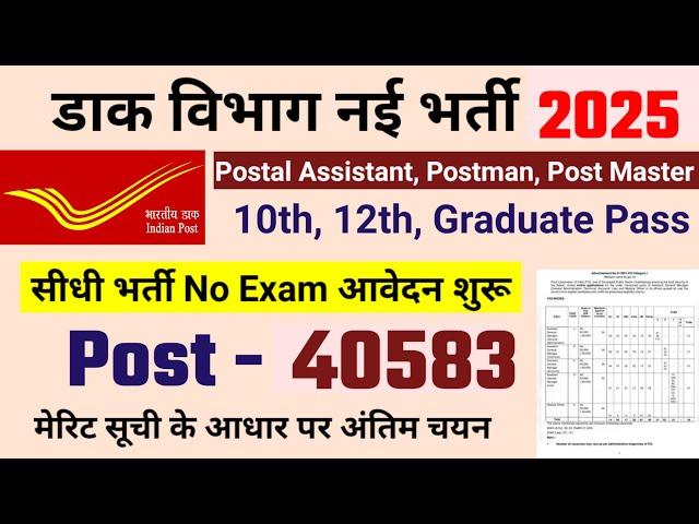 Post Office New Vacancy 2025 | Post Office Recruitment 2025 | Dak Vibhag Bharti, new vacancy 2025