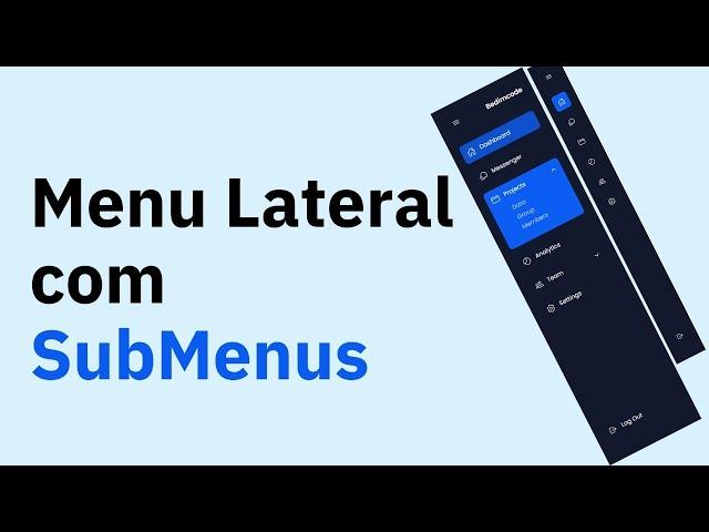 Menu lateral com submenu usado HTML, CSS e Javascript