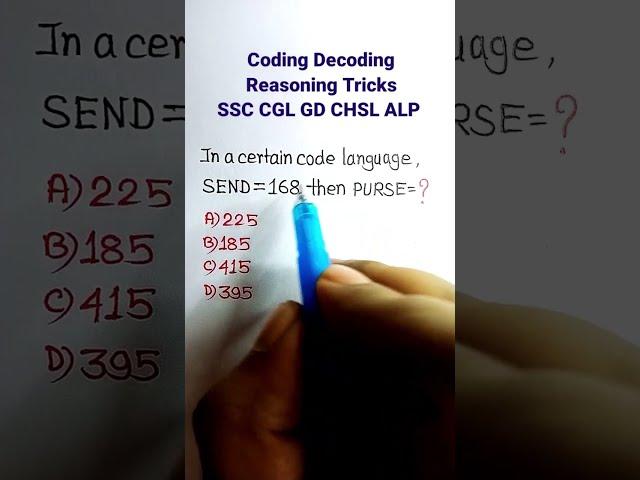 Coding Decoding | Coding Decoding Reasoning Tricks in Hindi| Coding| Reasoning Classes| #shorts