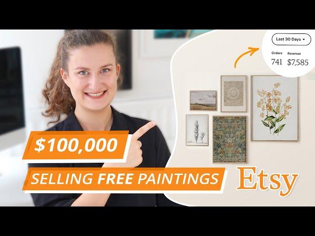 How To Make PASSIVE INCOME  Selling FREE Paintings on Etsy - BEST Digital Products to Sell On Etsy