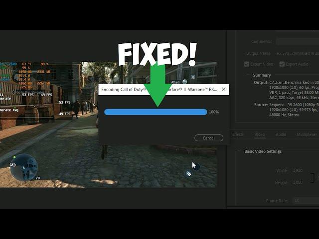 Premiere Pro Exporting encoding stuck at 100% FIXED