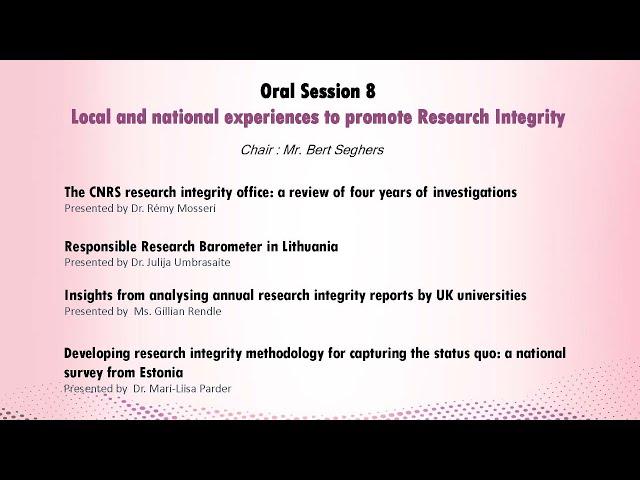 ENRIO 2023 - Oral Session 8: "Local and national experiences to promote Research Integrity"