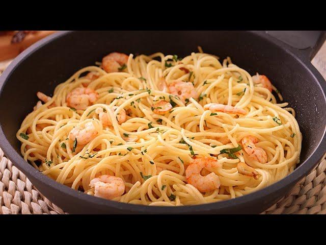 Spaghetti with Garlic Shrimp - Very Easy and Quick Recipe!