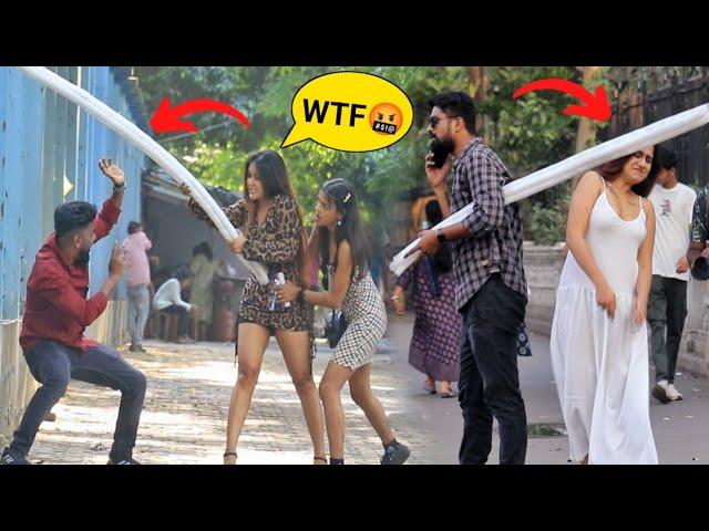 Foam Stick Att@ck Prank on Cute Girls 