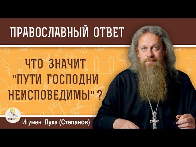 ЧТО ЗНАЧИТ "ПУТИ ГОСПОДНИ НЕИСПОВЕДИМЫ" ?  Игумен Лука (Степанов)