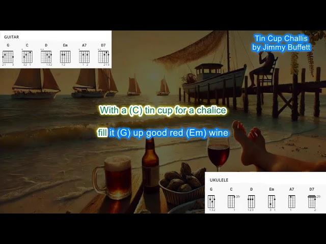 Tin Cup Chalis (no capo) by Jimmy Buffett play along with scrolling guitar chords and lyrics