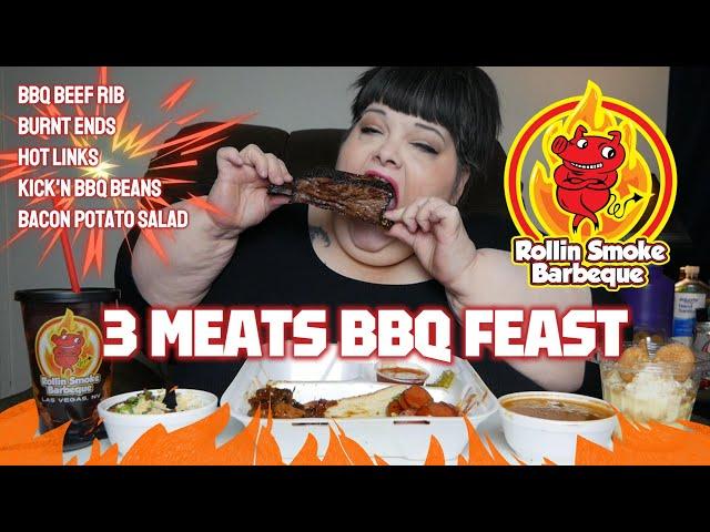 3 Meats BBQ Feast Mukbang Rolling Smoke Barbeque