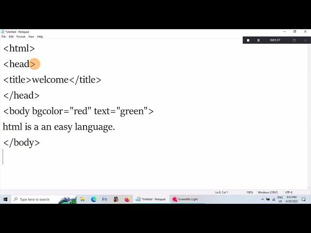HTML creating a html program in notepad