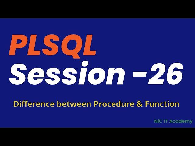 Oracle PL/SQL Tutorial Day -26  Difference between procedure and function in PLSQL