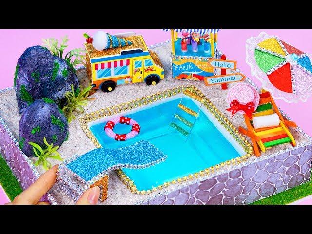 DIY Miniature Swimming Pool ~ 10 Minute DIY Miniature Crafts