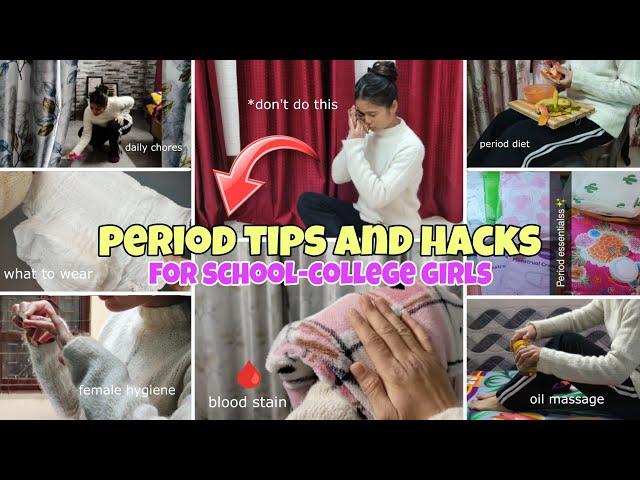 9 PERIOD TIPS AND HACKS🩸Girls You Need To Know!🫵(FIRST PERIOD TIPS)#school #periods #winter