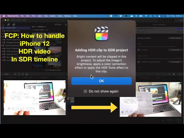 How to edit iPhone 12 HDR video clips in SDR Project timeline - Final Cut Pro - FCP