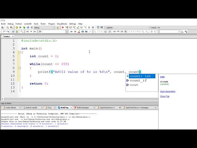 C Program To Print All ASCII Characters and Code