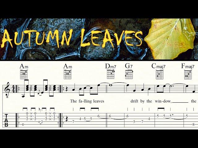 AUTUMN LEAVES | Les Feuilles mortes | Guitar Lesson | Tutorial | Sheet music & TAB | PDF