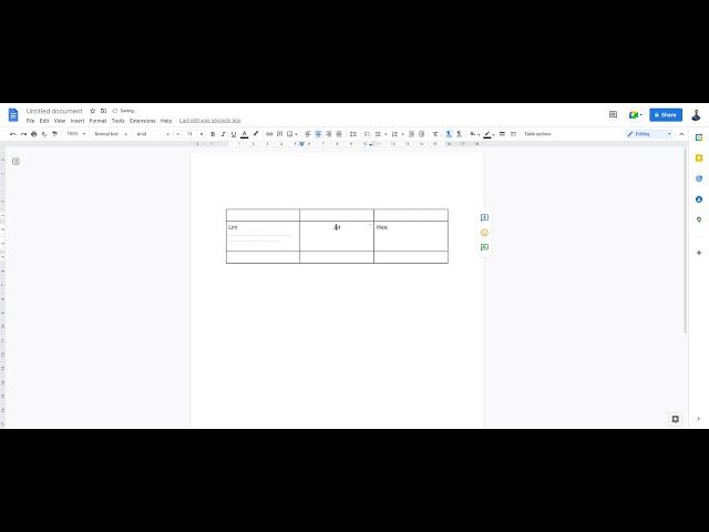 Google Doc ~ Table Cell Vertical Center Alignment