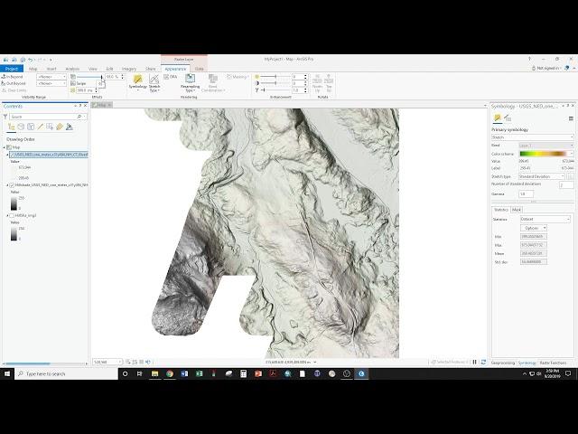 Hypsometric Elevation Tints over Hillshade in ArcGIS Pro 2.4.0