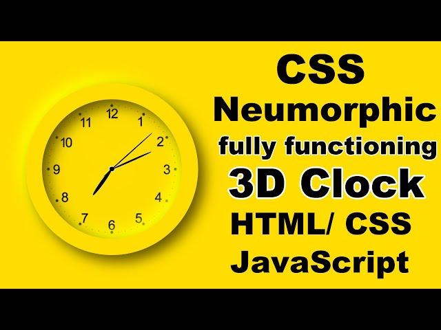 Fully functioning Analog Clock using HTML CSS JavaScript, JavaScript clock, css neumorphism