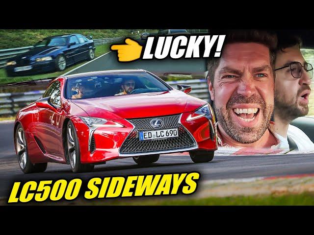 Sideways Lexus LC500 vs LUCKIEST Driver! // Nürburgring