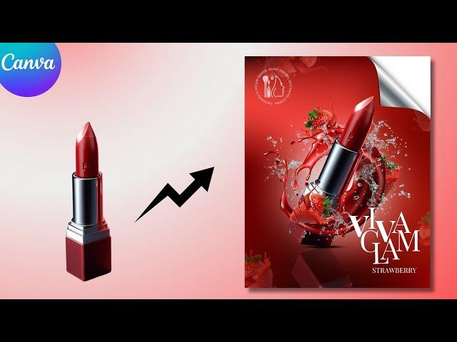 Lipstick Advertising Poster Design in Canva | Product ad Poster - Product Commercial