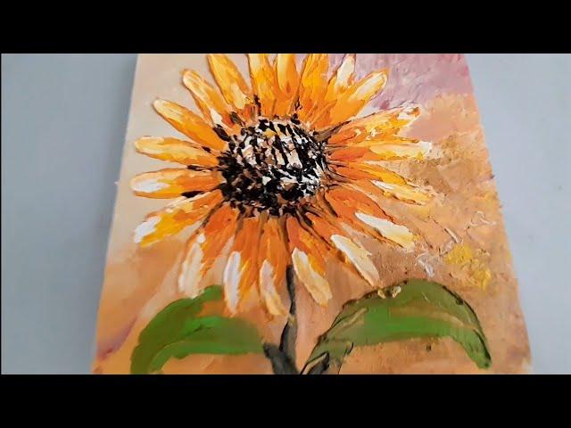 Sunflower Painting with Acrylic on Canvas - Painting Technique - Palette Painting