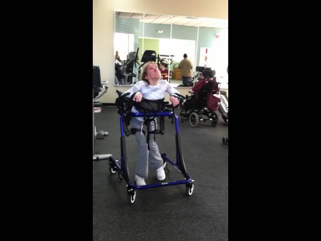 Dana (Cerebral Palsy CP) TheraFit Gym walking in Rifton Pacer