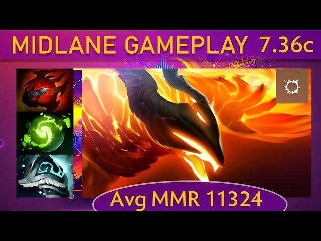 ⭐ 7.36c Phoenix |KDA - 36 KP - 80%| Mid Gameplay - Dota 2 Top MMR