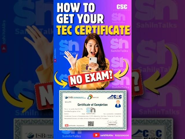 Get TEC Certificate Now | No Exam? 2024 Bina E×am Ke TEC Certificate | All State #teccertificate #yt