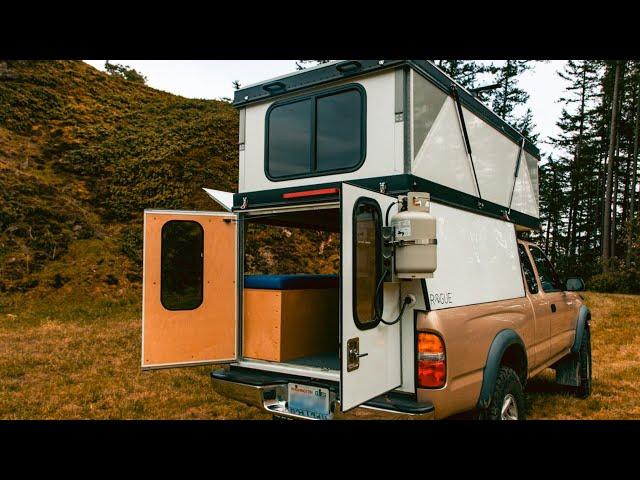 This Extraordinary popup truck camper allows  single-user to open the camper in less than 15 seconds