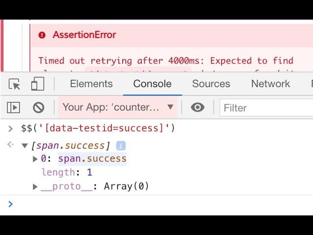 Find DOM Elements From DevTools While Using Cypress