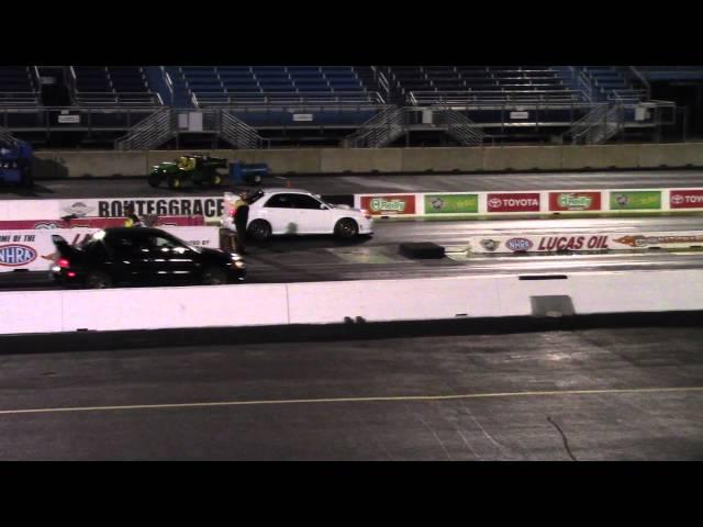 Subaru WRX STI (450+ horsepower) vs moded Mitsubishi Evo 1/4 Mile at Route 66 Raceway 7/24/15