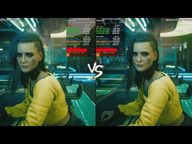 Cyberpunk 2077 Ultra Ray Tracing VS Optimised Ray Tracing FSR 4K | 7900 XTX | R9 7950X 3D