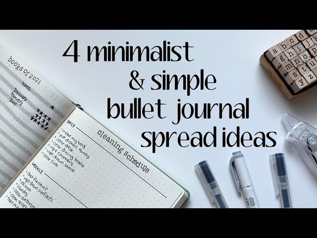 4 simple + minimalist bullet journal spread ideas | easy & practical!