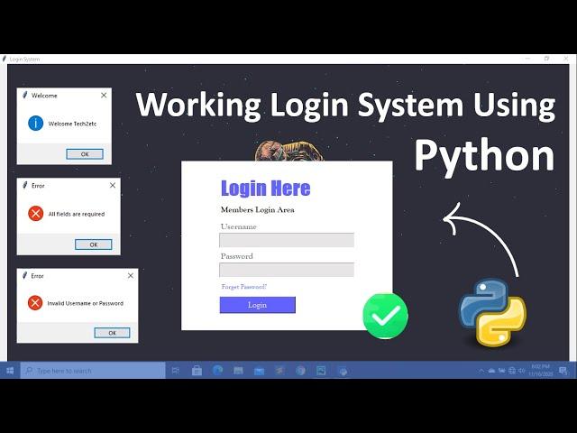 Create Working Login System Using Python | Python Projects