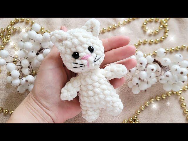 КОТИКМАЛЫШ ИЗ ПЛЮШЕВОЙ ПРЯЖИ КРЮЧКОМcrochet catgehäkelte Katze