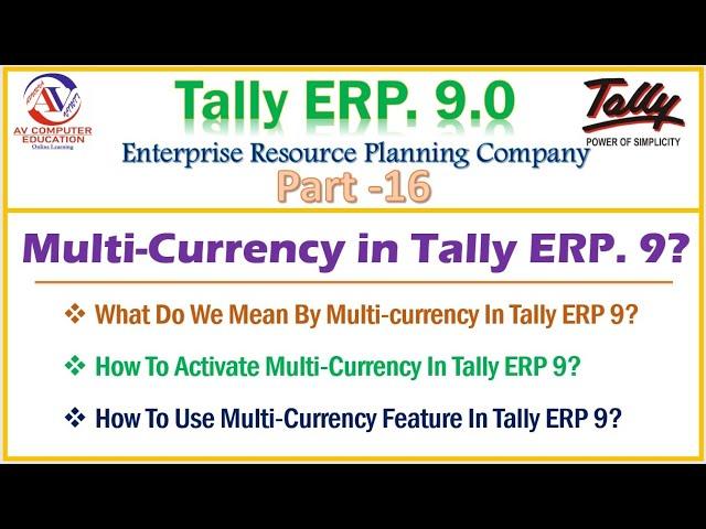 Multi Currency in Tally ERP 9 in Hindi Part 16