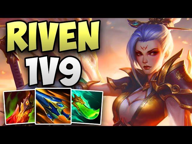 CHALLENGER RIVEN MAIN INSANE 1V9 CARRY GAMEPLAY! | CHALLENGER RIVEN TOP GAMEPLAY | Patch 14.1 S14