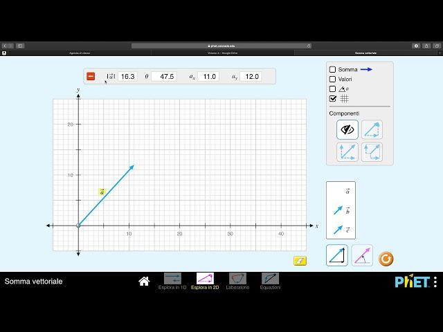 SOMMA DI VETTORI applicazione phET