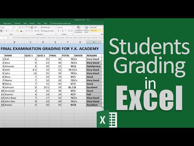 How to calculate students grades in Excel